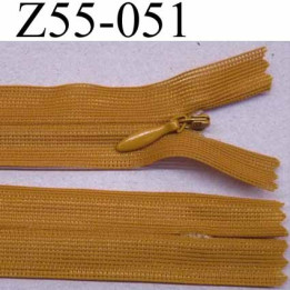 fermeture zip à glissière invisible longueur 55 cm couleur marron non séparable largeur 2.5 cm glissière nylon largeur  4.2 mm