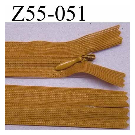fermeture zip à glissière invisible longueur 55 cm couleur marron non séparable largeur 2.5 cm glissière nylon largeur 4.2 mm