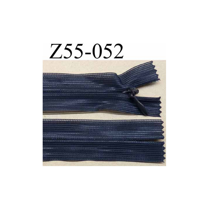 fermeture zip à glissière invisible longueur 55 cm couleur bleu marine non séparable largeur 2.5 cm glissière largeur 4.2 mm
