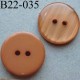 bouton 22 mm couleur chaire orangé brillant dos mat 2 trous diamètre 22 mm