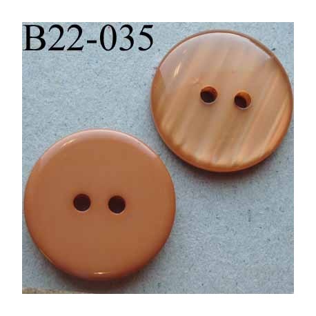 bouton 22 mm couleur chaire orangé brillant dos mat 2 trous diamètre 22 mm
