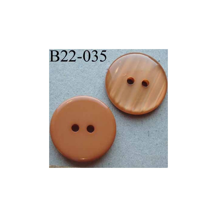 bouton 22 mm couleur chaire orangé brillant dos mat  2 trous diamètre 22 mm