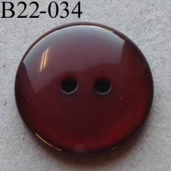 bouton 22 mm couleur marron brillant translucide 2 trous diamètre 22 mm