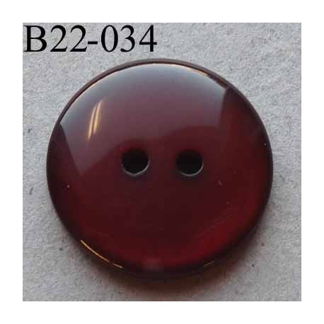 bouton 22 mm couleur marron brillant translucide 2 trous diamètre 22 mm
