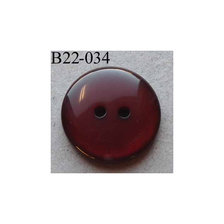 bouton 22 mm couleur marron brillant translucide  2 trous diamètre 22 mm