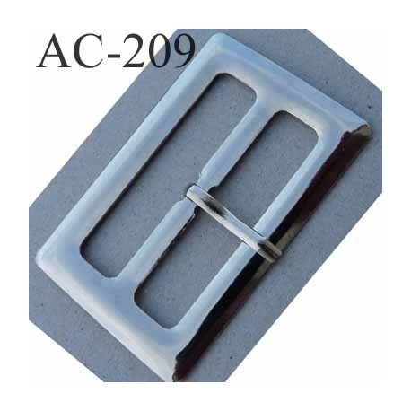 Boucle etrier rectangle métal couleur chrome avec ardillon 2.5 cm largeur extérieur 6.5 cm largeur intérieur 5 cm hauteur 4 cm