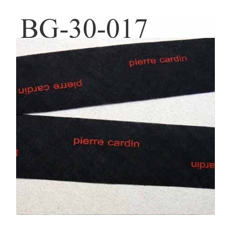 biais à plier PIERRE CARDIN couleur noir et texte en rouge largeur 30 mm prix au mètre