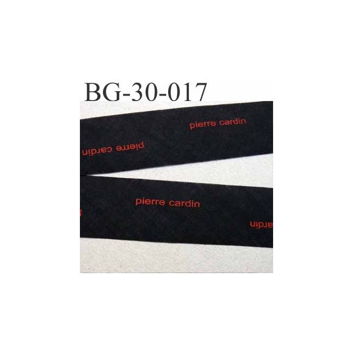 biais à plier PIERRE CARDIN couleur noir et texte en rouge largeur 30 mm prix au mètre