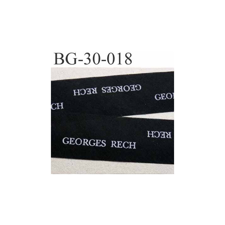 biais à plier GEORGES RECH couleur  noir et texte en blanc largeur 30 mm prix au mètre