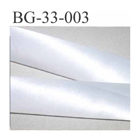 biais galon ruban satin couleur blanc brillant très légèrement argenté  largeur 33 mm prix au mètre