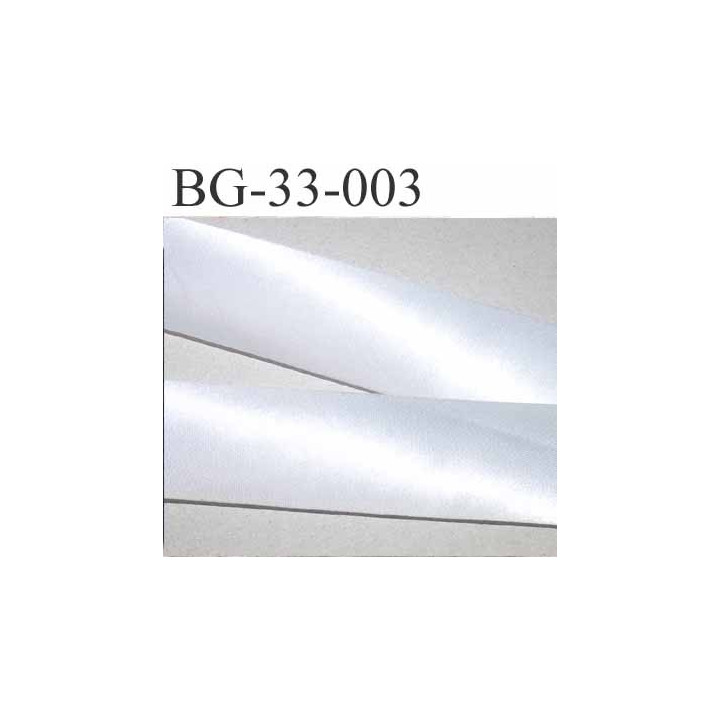 biais galon ruban satin couleur blanc brillant très légèrement argenté largeur 33 mm prix au mètre