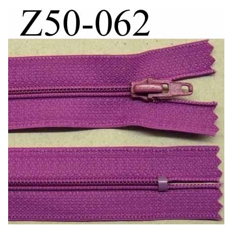 fermeture zip à glissière longueur 50 cm couleur violet non séparable largeur 2.5 cm glissière nylon largeur 4.2 mm