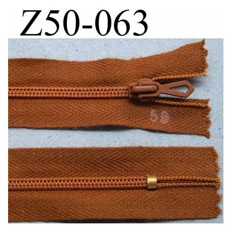 fermeture zip à glissière longueur 50 cm couleur marron non séparable largeur 2.5 cm glissière nylon largeur 4.2 mm