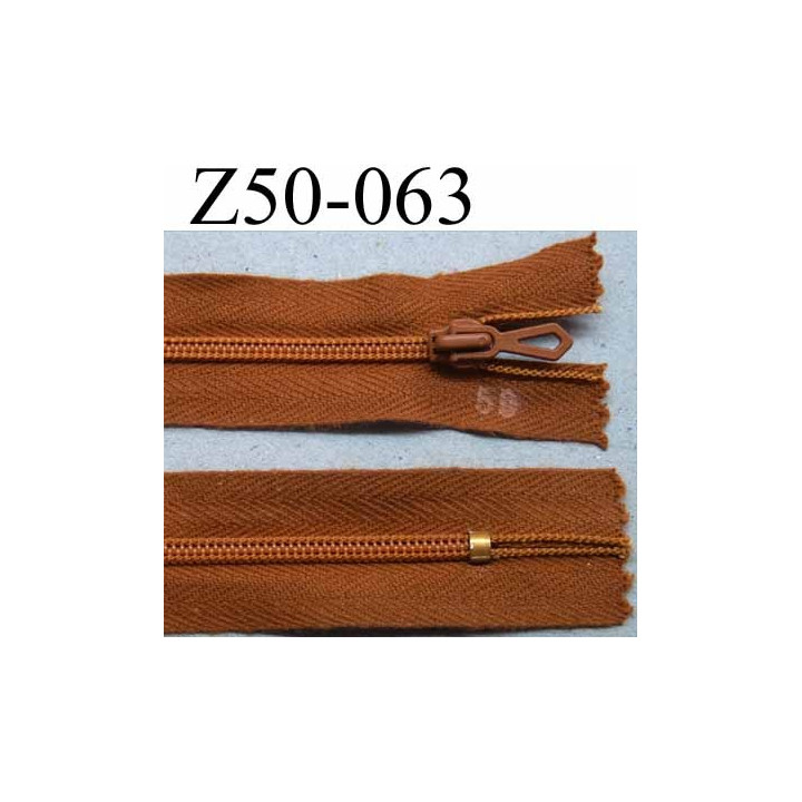 fermeture zip à glissière longueur 50 cm couleur marron non séparable largeur 2.5 cm glissière nylon largeur 4.2 mm