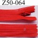 fermeture zip à glissière invisible longueur 50 cm couleur rouge non séparable largeur 2.2 cm glissière nylon largeur 4 mm