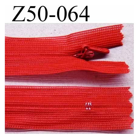 fermeture zip à glissière invisible longueur 50 cm couleur rouge non séparable largeur 2.2 cm glissière nylon largeur 4 mm