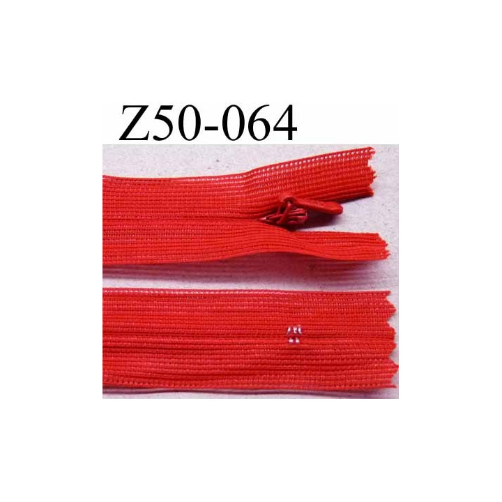 fermeture zip à glissière invisible longueur 50 cm couleur rouge non séparable largeur 2.2 cm glissière nylon largeur 4 mm