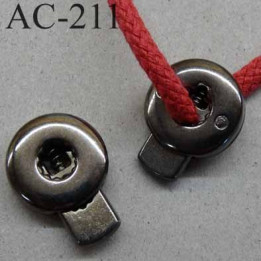 arrêt cordon stop cordon métal rond plat couleur acier  17 mm vendu à l'unité