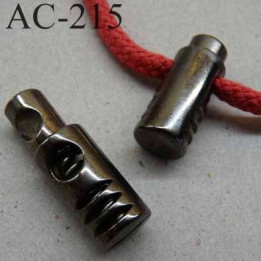 arrêt cordon stop cordon serre cordon rond en métal  à ressort couleur vieux nickel 30 mm diamètre 10 mm  vendu à l'unité