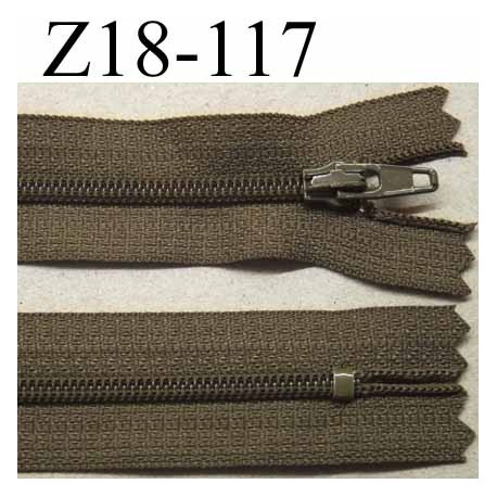 fermeture zip à glissière longueur 18 cm couleur vert kaki non séparable largeur 2.5 cm glissière nylon largeur du zip 4 mm