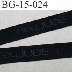 biais galon ruban gros grain couleur noir et texte en gris très solide souple en polyamide largeur 15 mm vendu au mètre