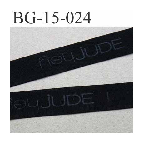 biais galon ruban gros grain couleur noir et texte en gris très solide souple en polyamide largeur 15 mm vendu au mètre