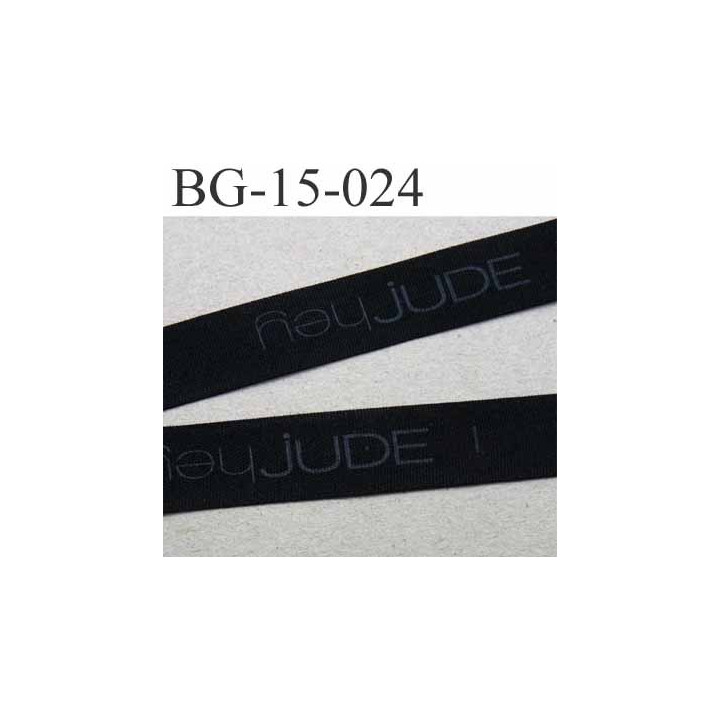 biais galon ruban gros grain couleur noir et texte en gris très solide souple en polyamide largeur 15 mm vendu au mètre