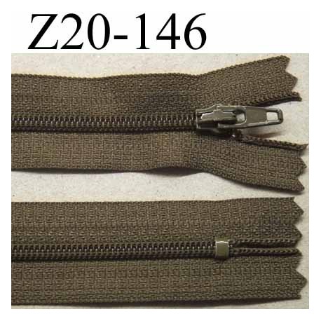 fermeture zip à glissière longueur 20 cm couleur vert kaki non séparable largeur 2.5 cm glissière nylon largeur du zip 4 mm