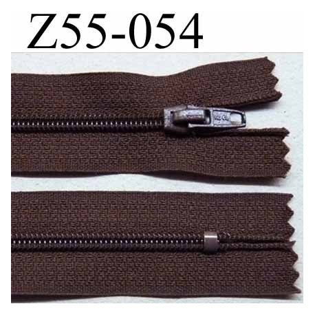 fermeture zip à glissière longueur 55 cm couleur marron non séparable largeur 2.5 cm glissière nylon largeur 4 mm 