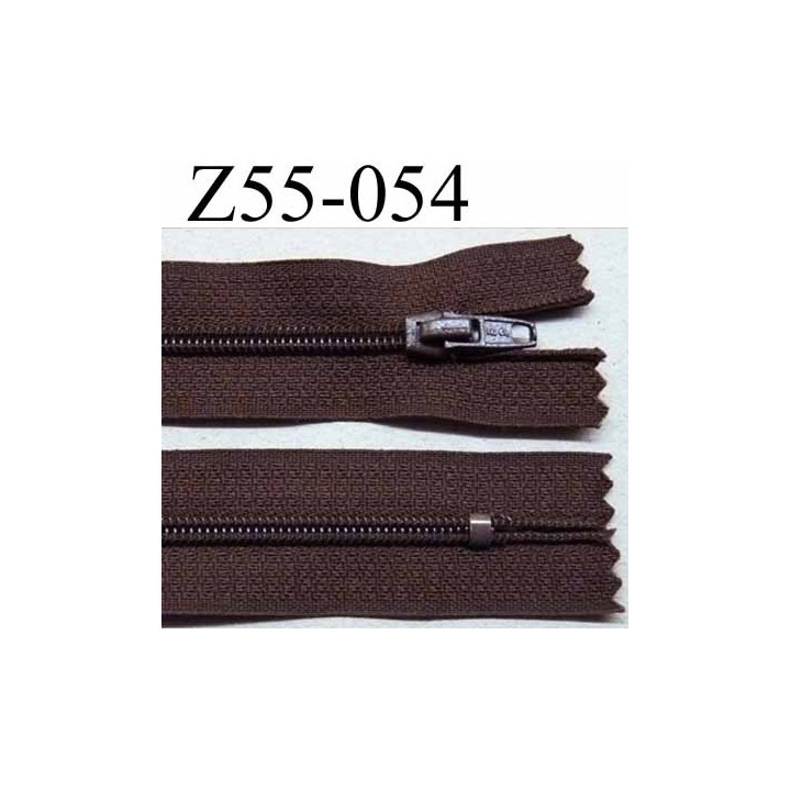 fermeture zip à glissière longueur 55 cm couleur marron non séparable largeur 2.5 cm glissière nylon largeur 4 mm 