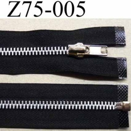 fermeture zip à glissière  longueur 75 cm couleur noir séparable zip métal largeur 3 cm largeur du zip 6.2 mm curseur métal