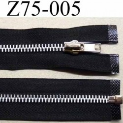 fermeture zip à glissière longueur 75 cm couleur noir séparable zip métal largeur 3 cm largeur du zip 6.2 mm curseur métal