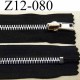 fermeture zip à glissière longueur 12 cm couleur noir anthracite non séparable zip métal largeur 3.2 cm largeur du zip 6.2 mm