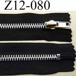 fermeture zip à glissière  longueur 12 cm couleur noir anthracite non séparable zip métal largeur 3.2 cm largeur du zip 6.2 mm