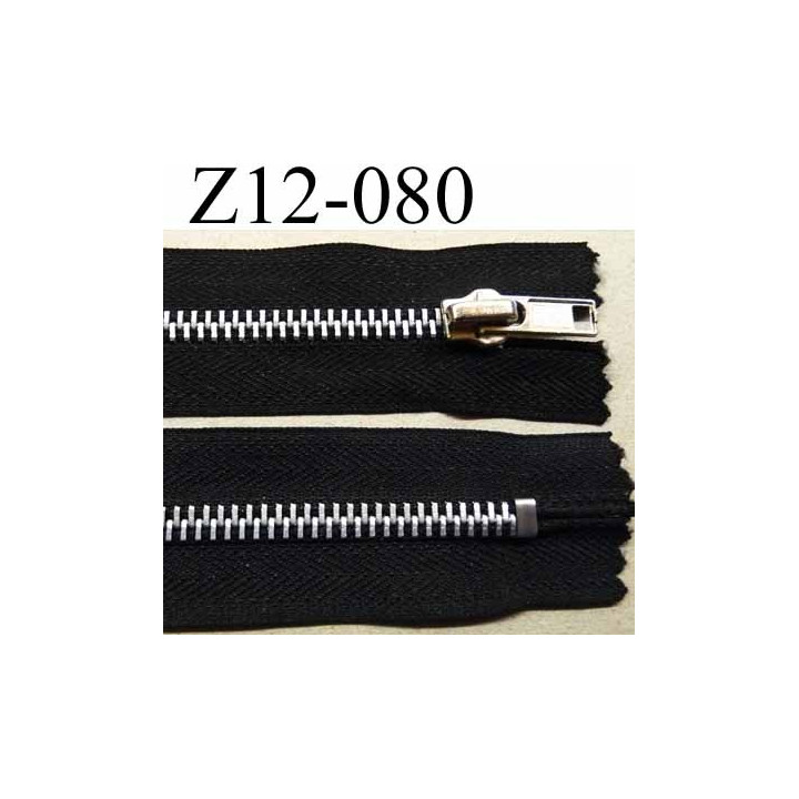 fermeture zip à glissière  longueur 12 cm couleur noir anthracite non séparable zip métal largeur 3.2 cm largeur du zip 6.2 mm