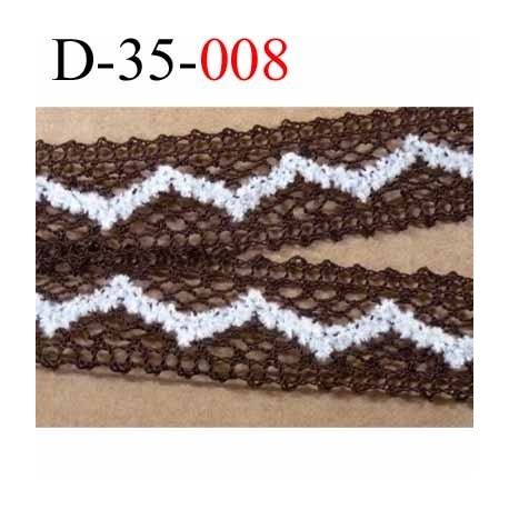 dentelle crochet en coton et décor blanc écru synthétique largeur 35 mm couleur marron et blanc écru prix au mètre