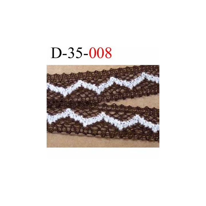 dentelle crochet en coton et décor blanc écru synthétique largeur 35 mm couleur marron et blanc écru prix au mètre