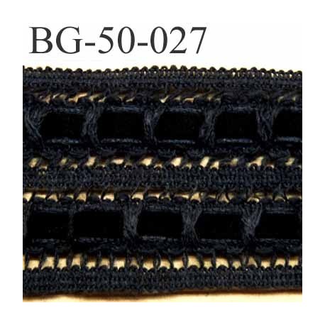 galon ruban dentelle souple largeur 50 mm couleur noir avec ruban velours prix au mètre