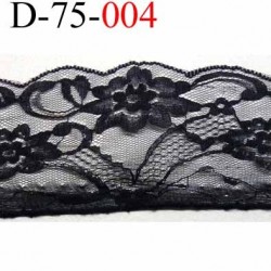 dentelle synthétique largeur 75 mm couleur noir motifs fleurs prix au mètre