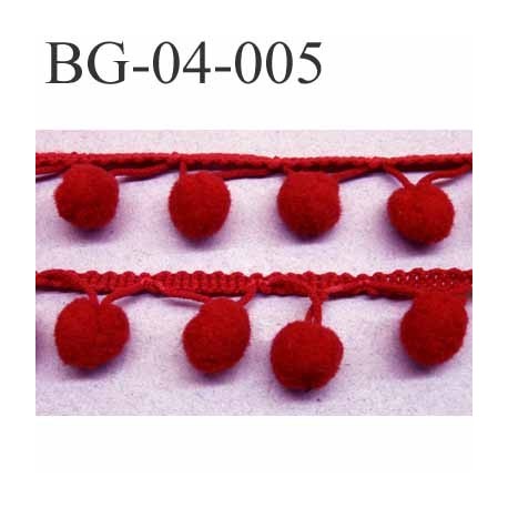 biais galon ruban couleur rouge largeur 4 mm avec des pompons diamètre 9 mm prix au mètre