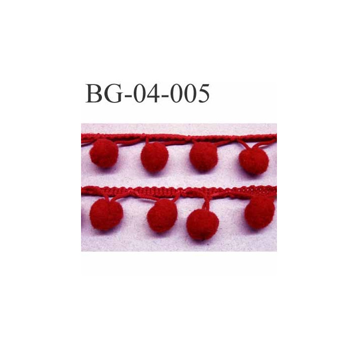 biais galon ruban couleur rouge largeur 4 mm avec des pompons diamètre 9 mm prix au mètre
