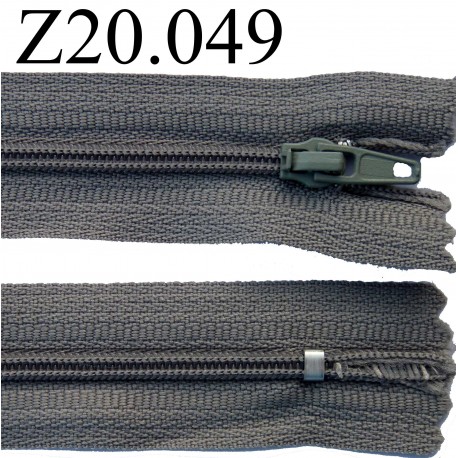 fermeture éclair 20 cm gris non séparable zip nylon