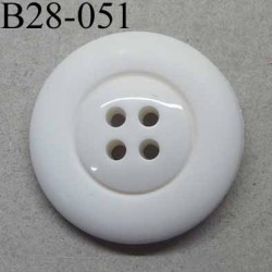 bouton 28 mm  couleur blanc 4 trous diamètre 28 millimètres