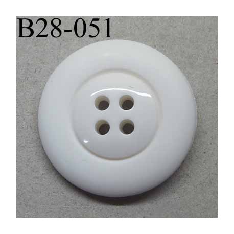 bouton 28 mm couleur blanc 4 trous diamètre 28 millimètres