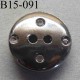 bouton fantaisie asymétrique 15 mm pvc couleur acier effet métal 2 trous diamètre 15 millimètres