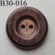 bouton fantaisie 30 mm pvc couleur marron imitation bois 2 trous diamètre 30 millimètres