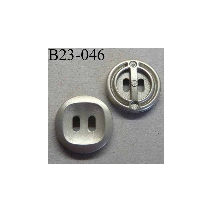 bouton 23 mm  pvc couleur nickel satiné imitation métal 2 trous ovales diamètre 23 millimètres
