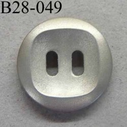 bouton 28 mm pvc couleur nickel satiné imitation métal 2 trous ovales diamètre 28 millimètres