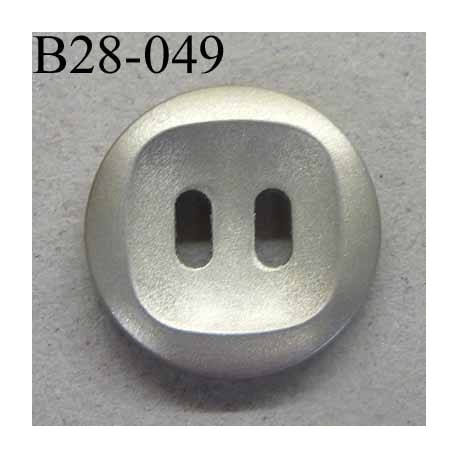 bouton 28 mm pvc couleur nickel satiné imitation métal 2 trous ovales diamètre 28 millimètres