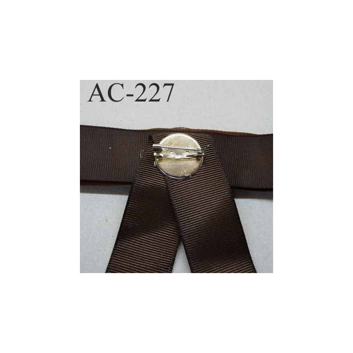 broche en tissu noeud marron avec centre pailleté (diamètre 32 mm) longueur 13 cm 